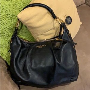 Black leather Prada handbag